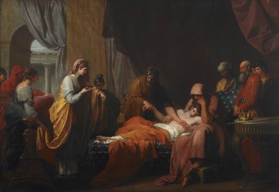 Erasistratus de arts ontdekt de liefde van Antiochus voor Stratonice door Benjamin West